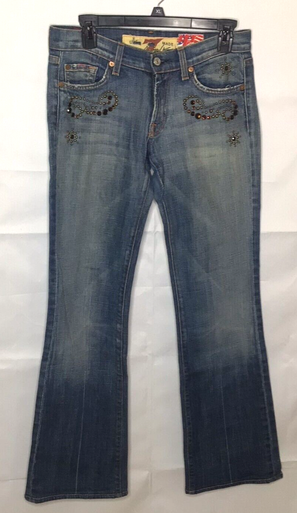 7 For All Mankind Women's China Wall Boot Cut Jeans 27x31 with Studs