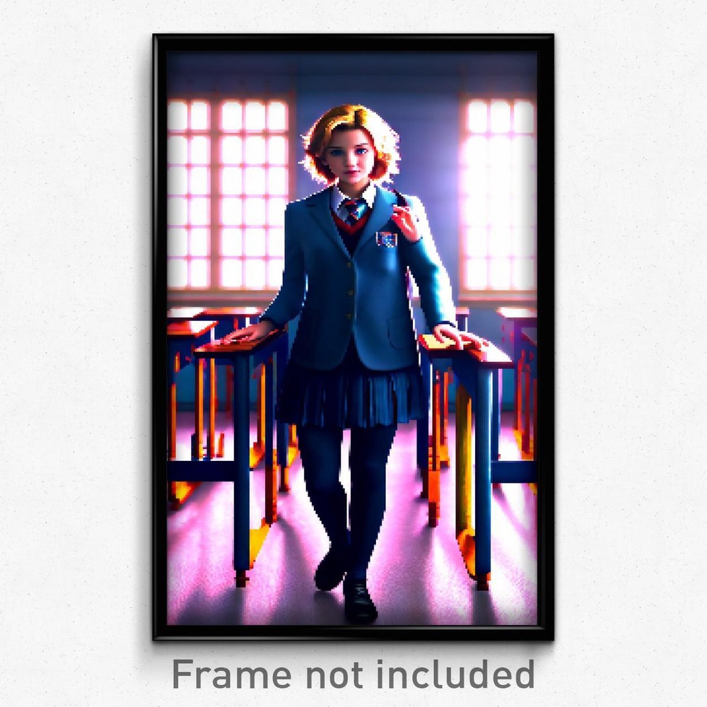 Pixel Art Poster - Adorable School (8 Bit Psychedelic Trippy Video Game Print)