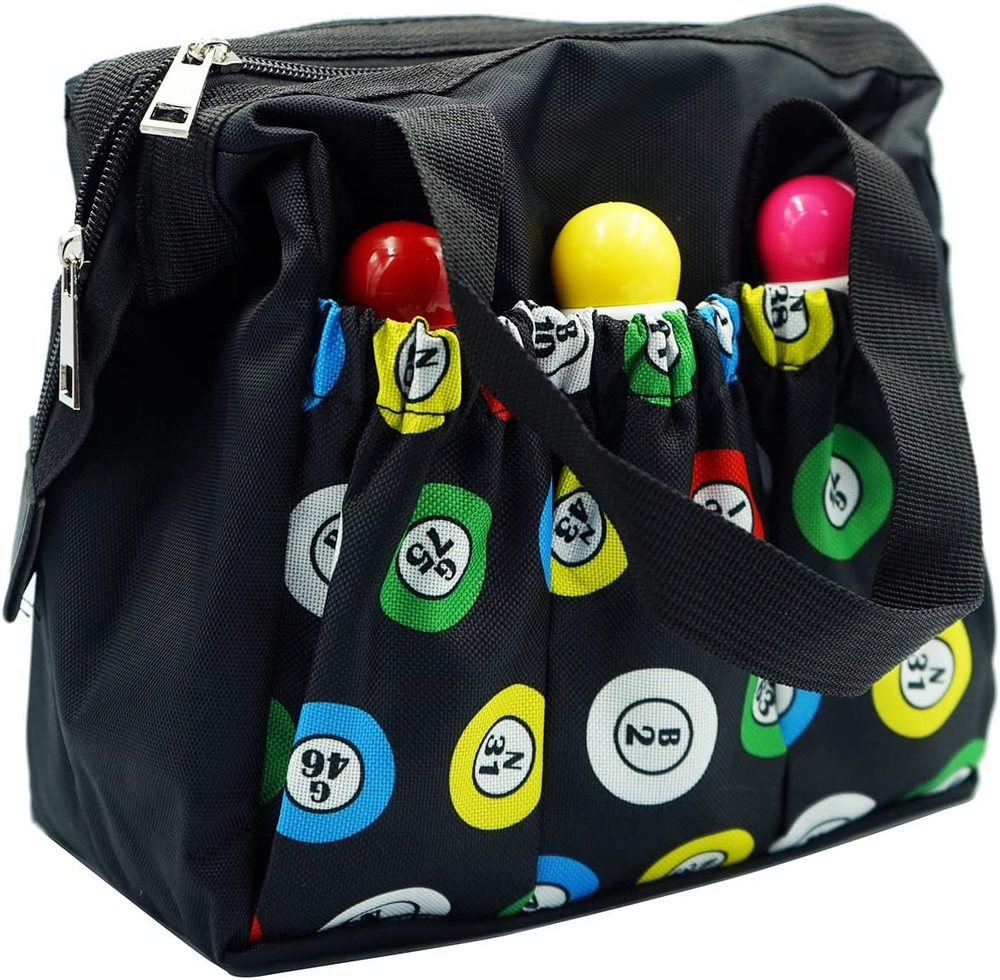 Bingo Dauber Bags with 6 Pockets Black Bingo Tote Bag