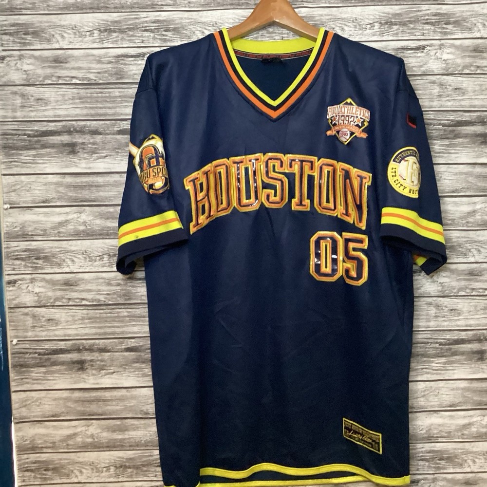 Vintage FUBU Shirt Mens Large Blue Jersey Houston 05 Limited Edition Football