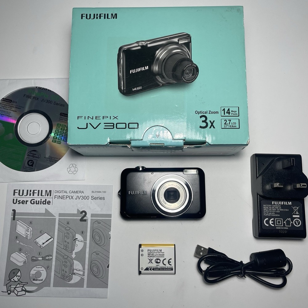 Fujifilm FinePix JV110 12.0MP Digital Camera Tested + Charger, Cable, CD's