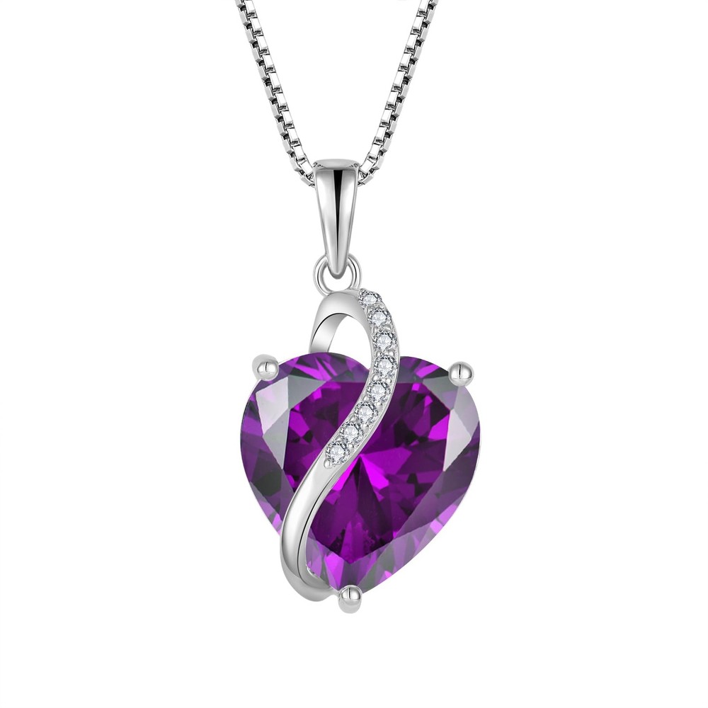 Heart Necklace 925 Sterling Silver Pendant with Chain 13 * 13mm 5A Cubic Zirc...