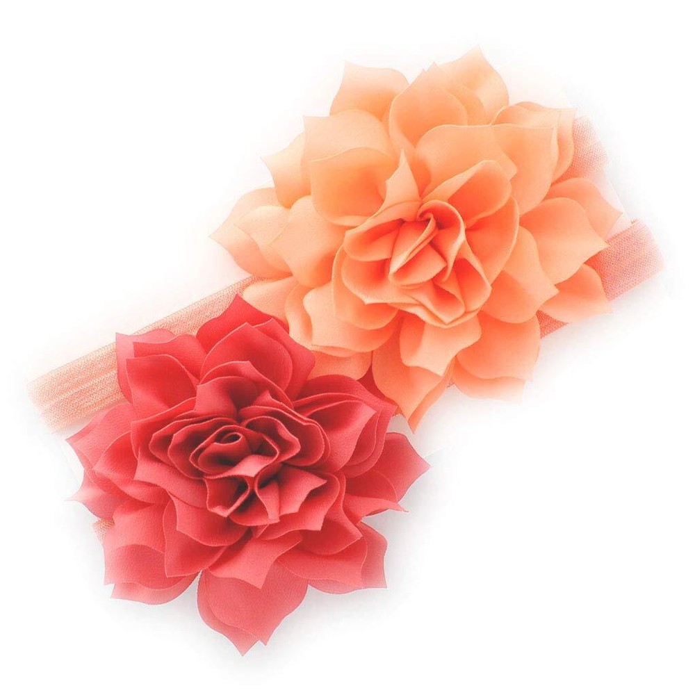 Petal Flower Headbands Girls Toddler Mixed Colors 2-Pack Peach/Coral