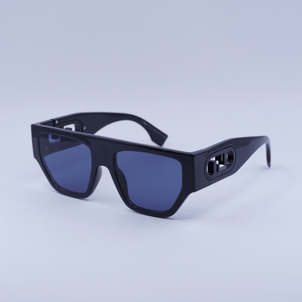 Fendi FE40108U 01V Shiny Black/Light Blue 54-19-145 Sunglasses New Authentic