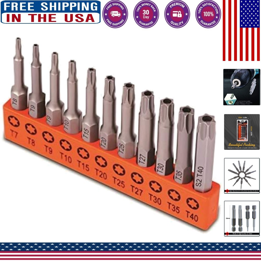 Versatile 11-Piece S2 Steel Torx Bit Set for Automotive and Electronics Repair