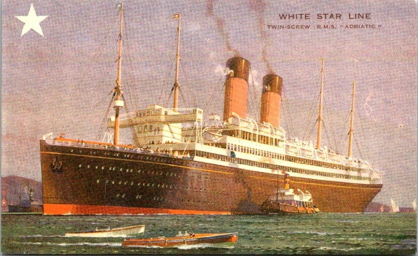 Vintage White Star Line RMS Adriatic Ship Postcard