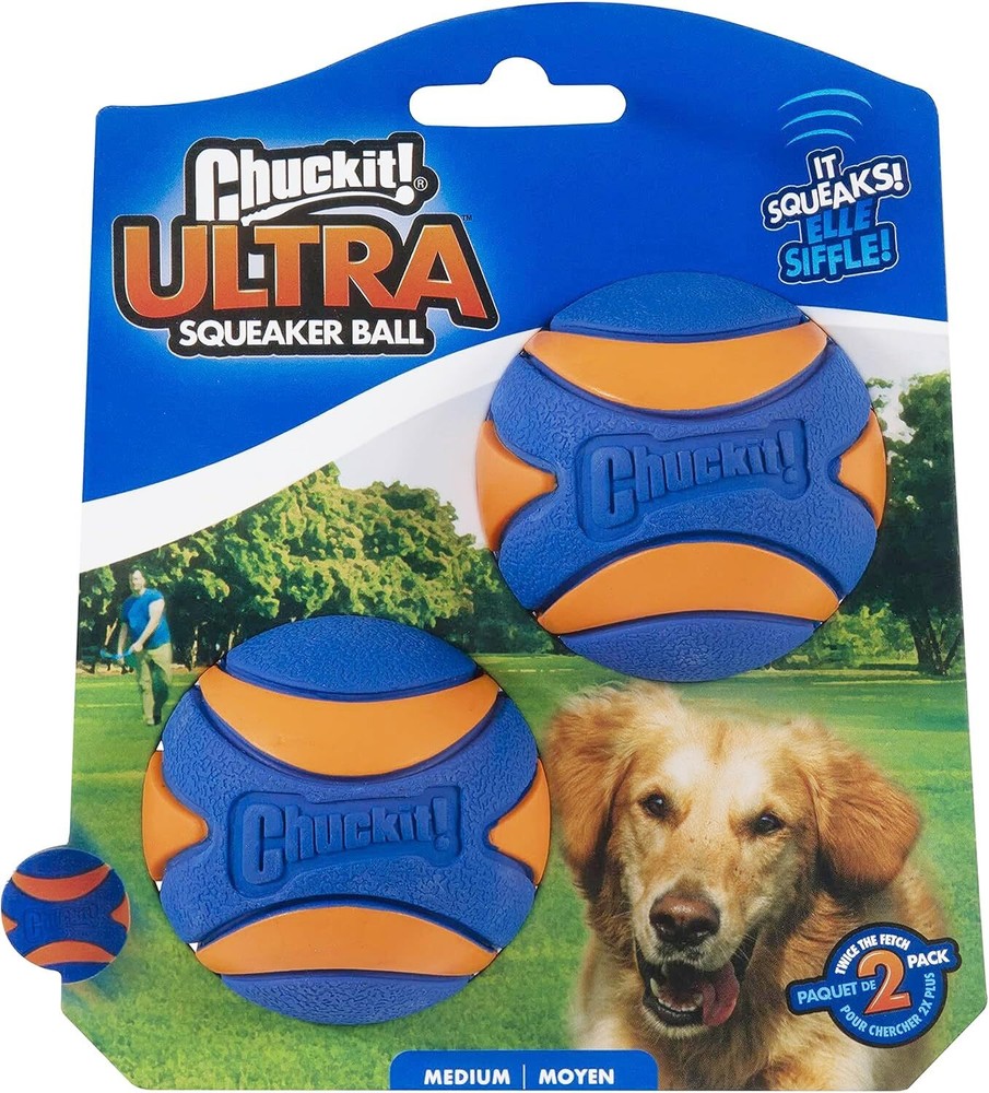 Chuckit Ultra Squeaker Ball Dog Toy for Medium Breeds - Bouncy Squeaky Fetch ...