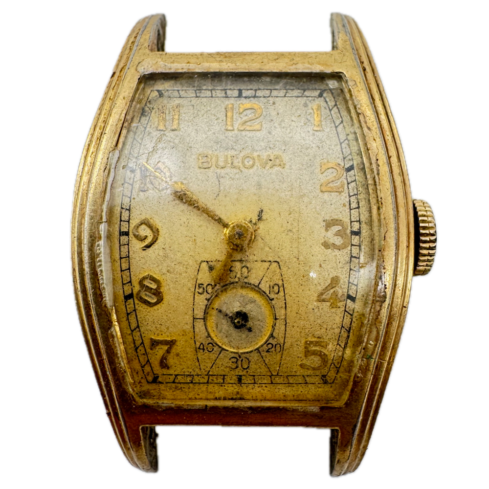 Vintage 1940 Bulova Dean Men's Mechanical Wristwatch 10 AX USA Steel & 10k RGP