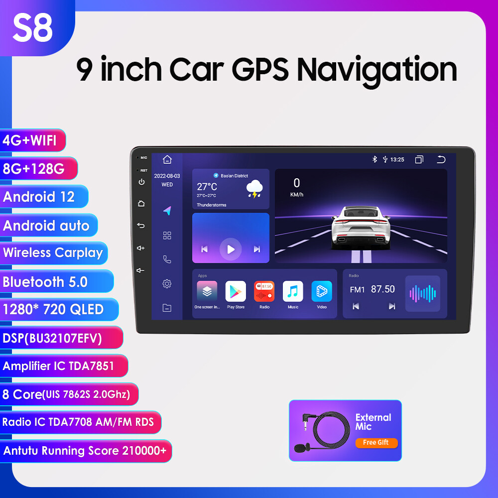 8+128GB Octa Core Android 12 Auto CarPlay GPS Stereo Radio 9