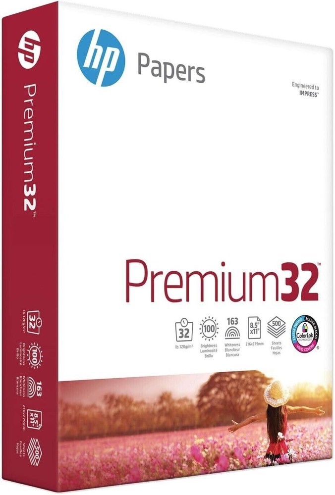 HP Paper Printer | 8.5 x 11 Paper | Premium 32 lb | 1 Ream - 500 Sheets | 100