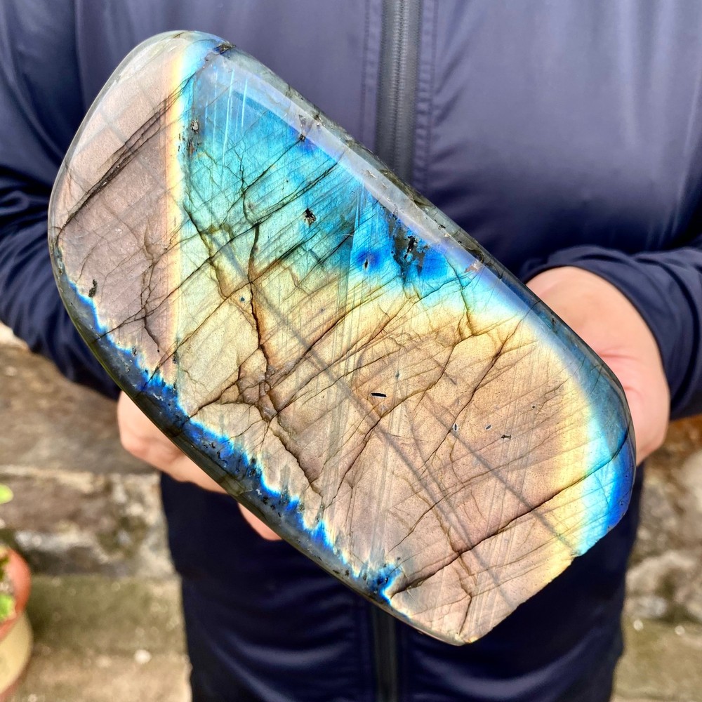 3.23LB  Natural Labrador Raw Stone Rainbow Gloss Polishing Stone Energy Chakra-