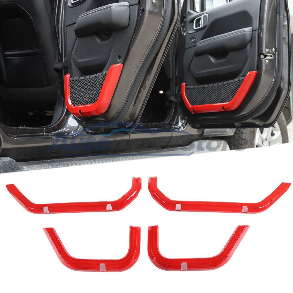 Red Door Storage Net Pocket Frame Trim For Jeep Wrangler JL JT 2018+ Accessories