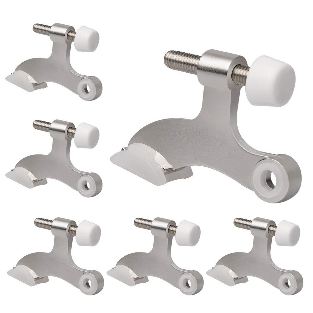 6 Pack Hinge Pin Door Stopper Brushed Satin Nickel - Adjustable Heavy Duty Hi...