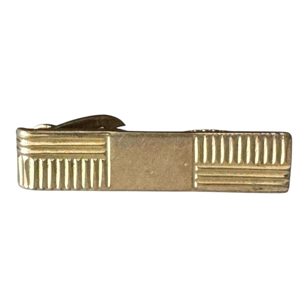 Gold Tone Woven Tie Clip with Embellished Design