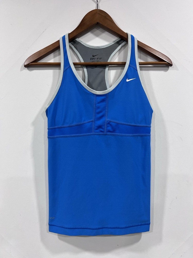 Nike Dry Fit Women’s Blue Racer Back Built In Bra Running Tank Size Small