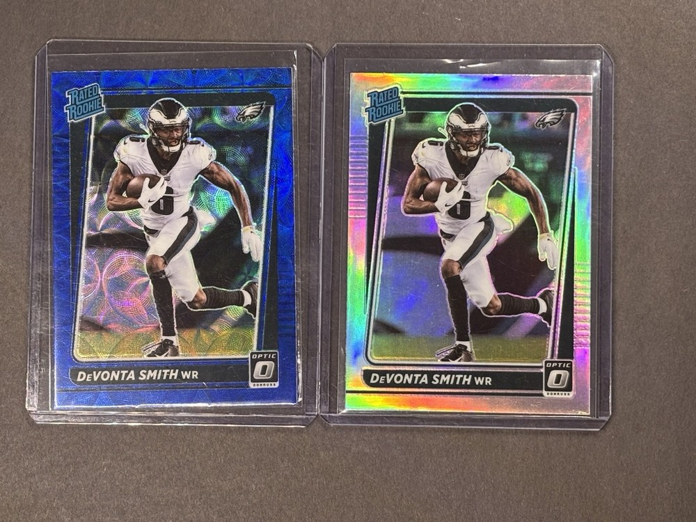 2021 Donruss Optic DeVonta Smith Blue Scope and Halo Parallel Card Lot Collectible Football Rookie