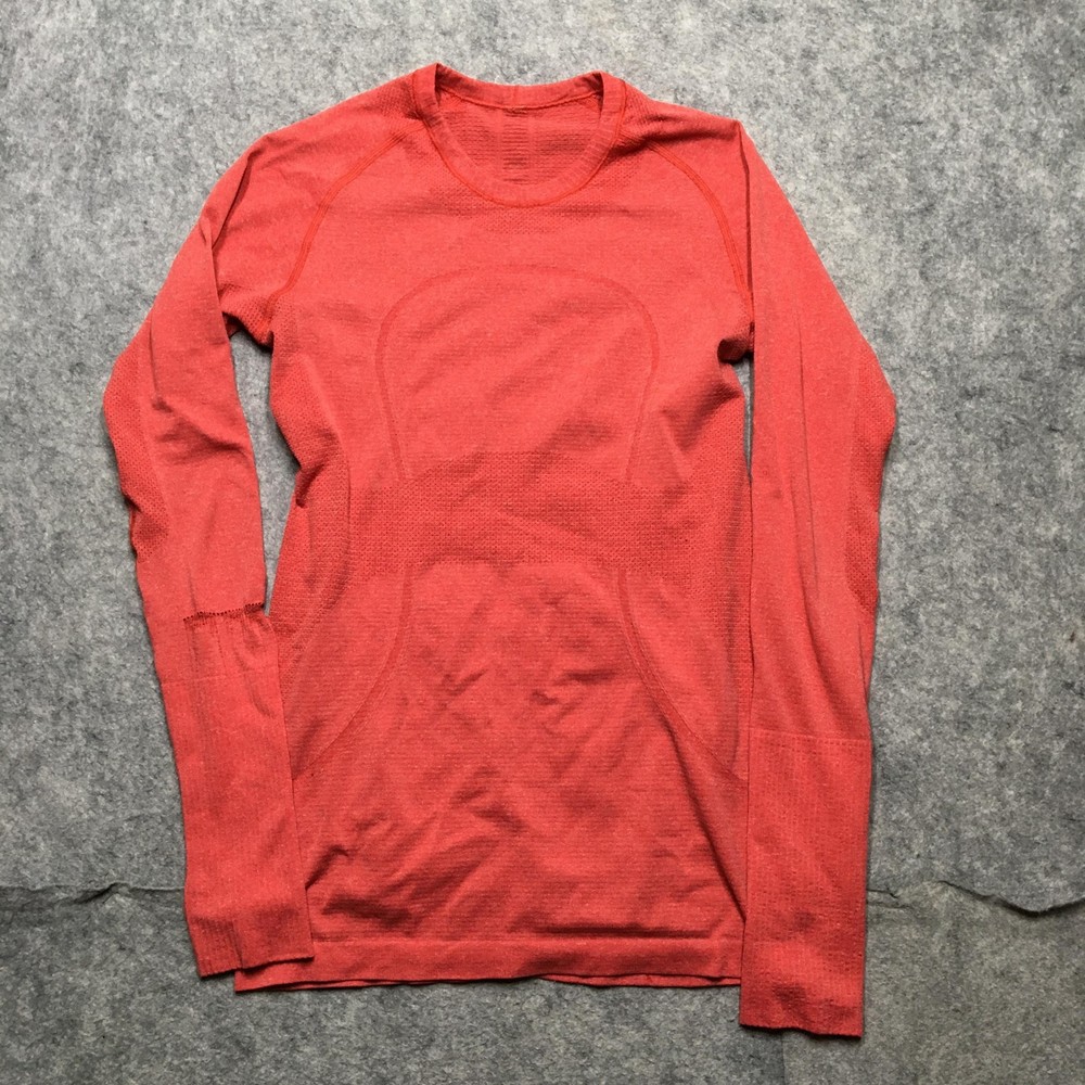 Lululemon Swiftly Tech Shirt Womens 4 Orange Seamless Long Sleeve Running Top