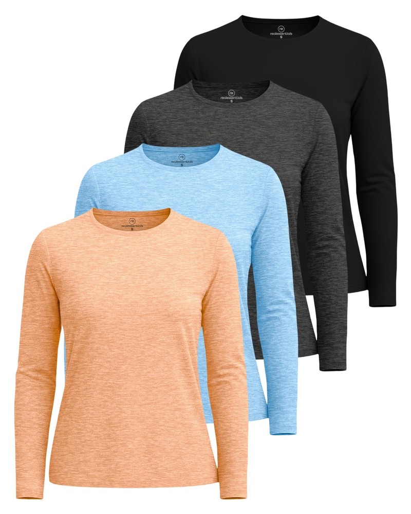 4 Pack: Women's UPF 50+ Quick Dry Fit Sun Shirts Long Sleeve UV SPF Hiking To...
