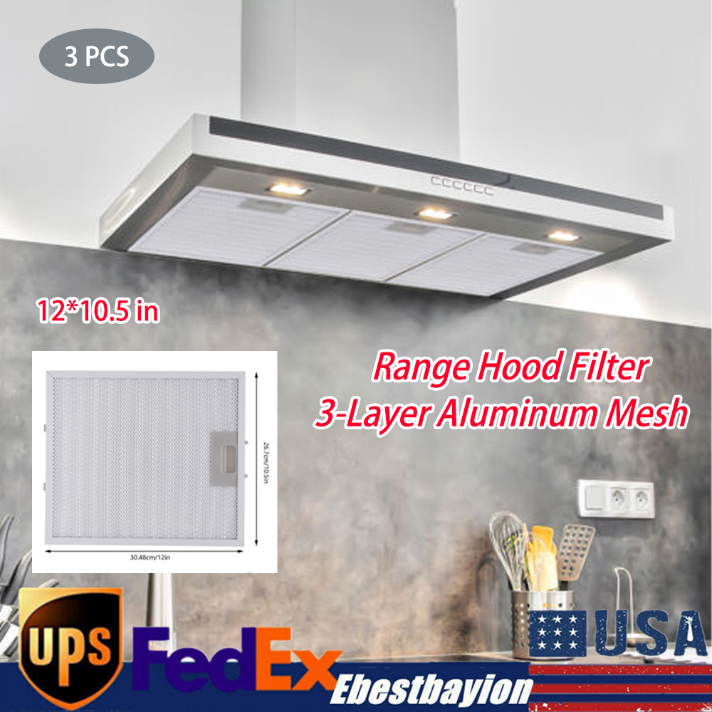 3PCS Range Hood Filter Aluminum Mesh Filter 12*10.5in Fit Whirlpool Maytag Amana