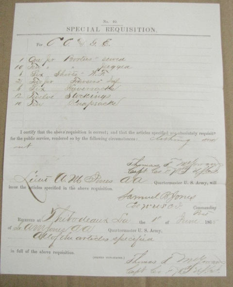 Civil War Thibodaux Louisiana Bayou Lafourche USCT Uniforms Issued 1865