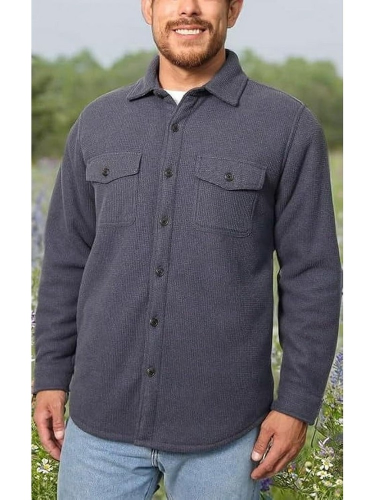 Freedom Foundry Mens Fleece Shirt Jacket Heavyweight Plush Gray Size M