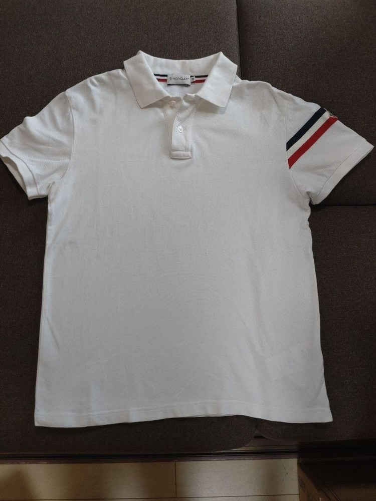 Moncler White Short Sleeve Polo Shirt for Men