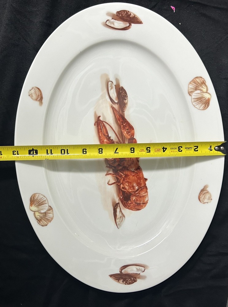 JKW Bavaria Josef Kuba Porcelain Lobster Clam Mussel Sea Shell Oval Platter 18”