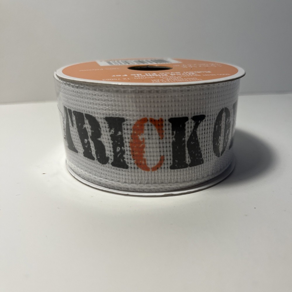 New ~ TRICK OR TREAT Ribbon ~ 1.5” X 14’ Wired  ~ Halloween Craft ~ Celebrate It