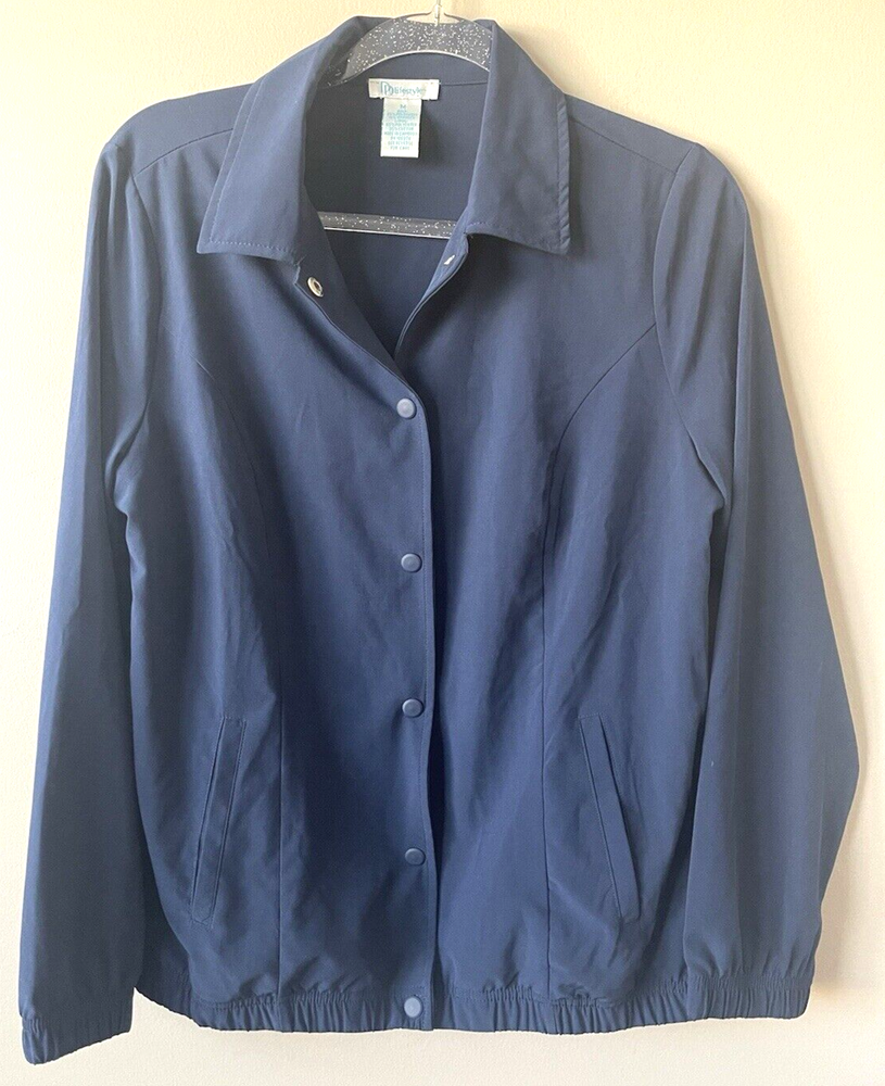 DD Lifestyle Woman's Medium Snap Front Long Sleeve Navy Jacket