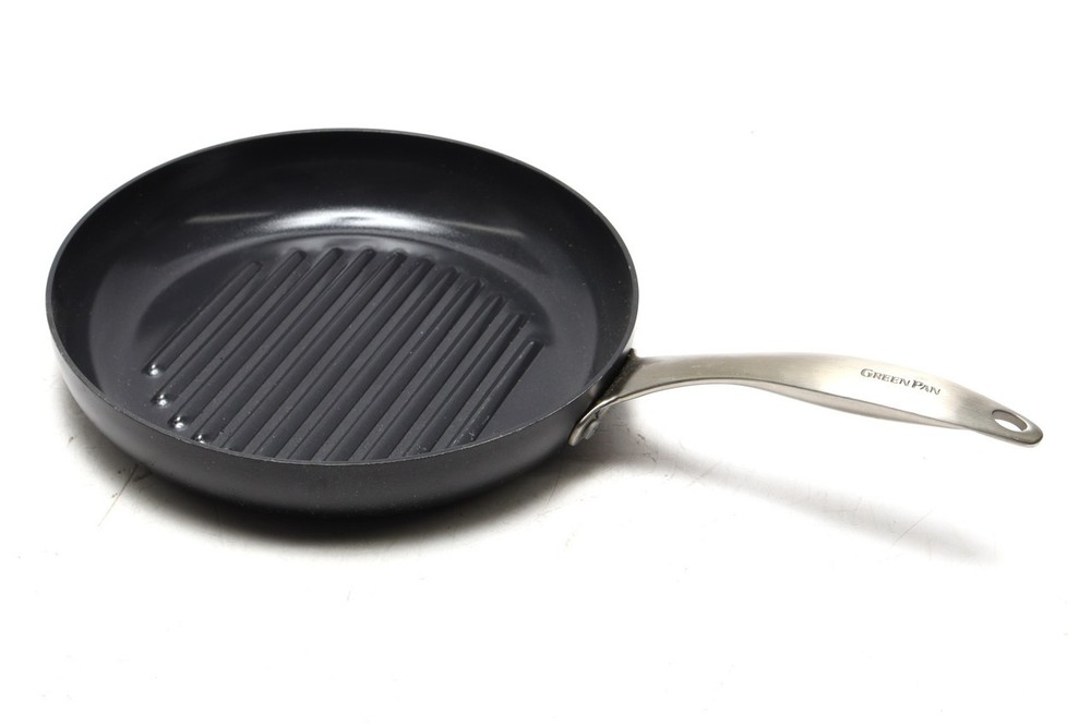 GreenPan Black Ceramic Nonstick 11 Inch Round Grill Pan for Healthy Cooking
