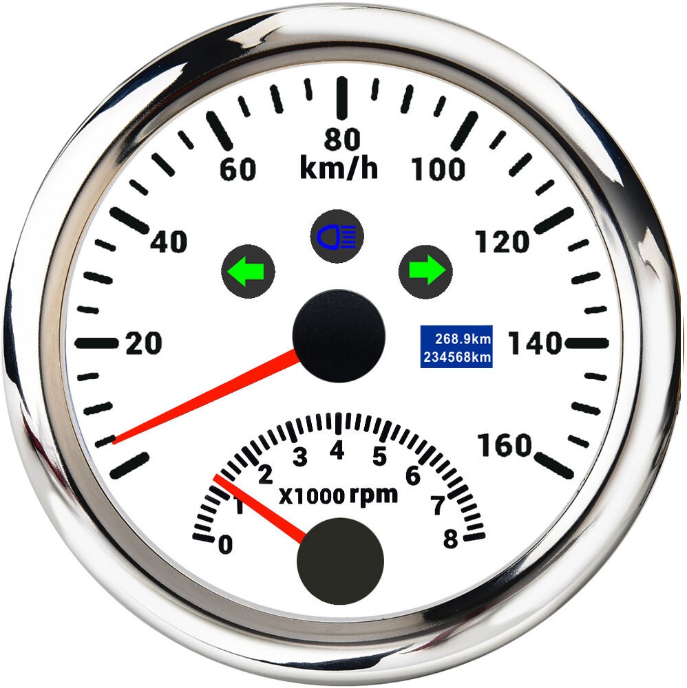 85mm LCD GPS Speedometer 0-160Km/H 0-8000RPM Tachometer for Car Boat Marine