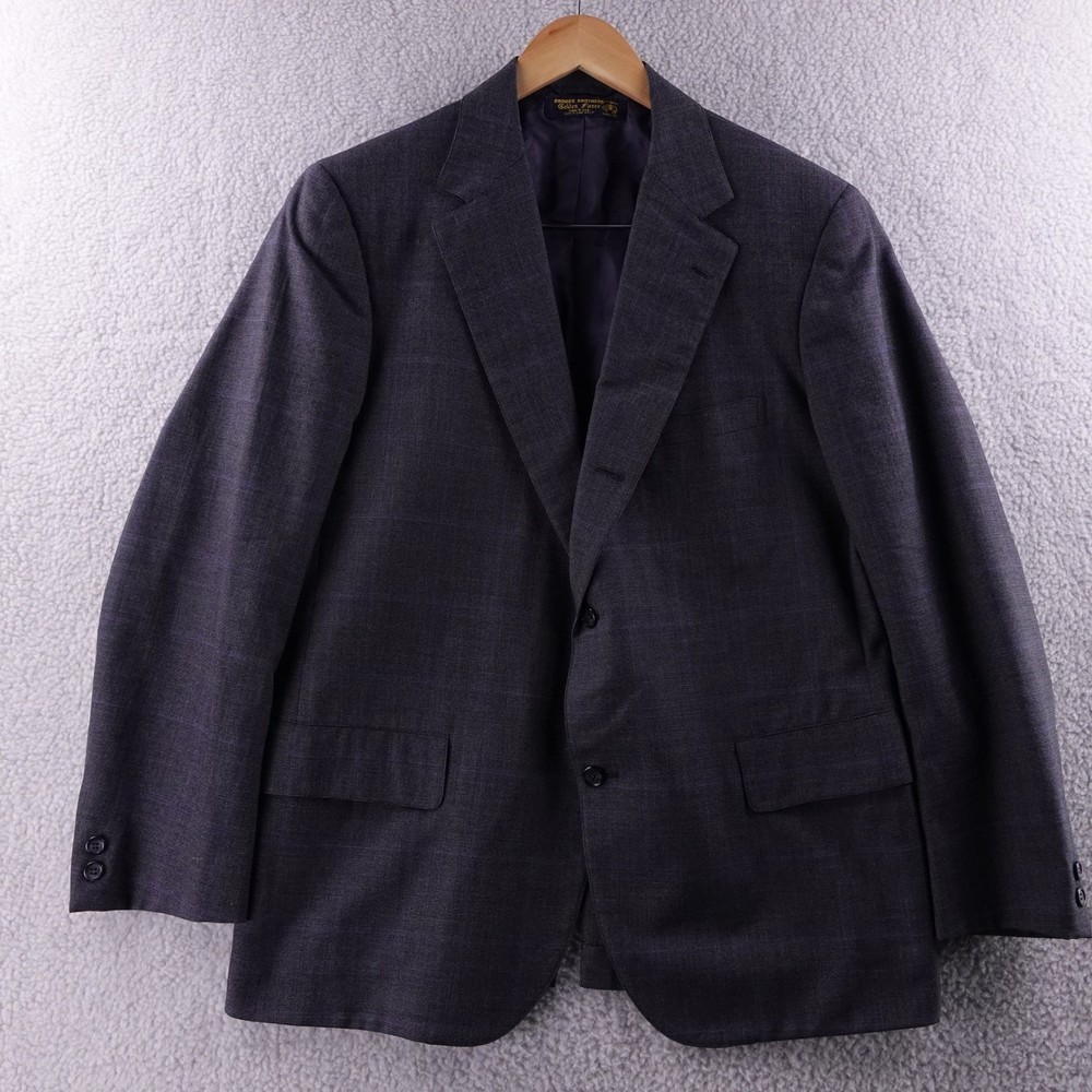 Vintage Brooks Brothers Golden Fleece Men Blazer Charcoal Gray Wool Size 42R USA
