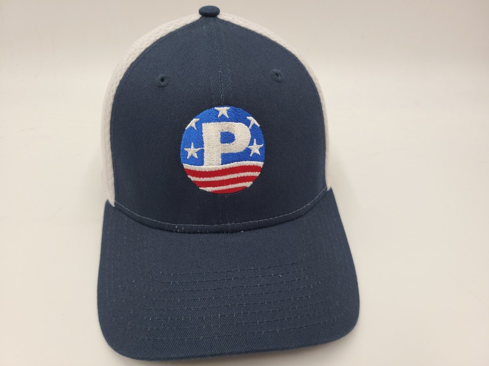 New Era 39Thirty P Logo American Flag Flex Fitted Cap Blue White M-L