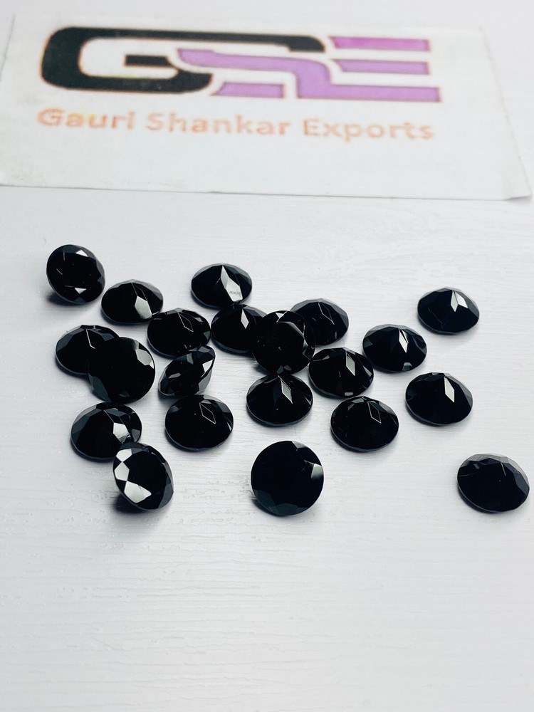 Black Spinel Faceted Round Cut Loose Gemstone 4mm to 15mm Natural DG