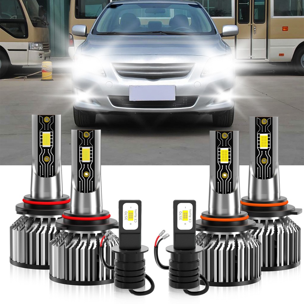 LED Headlight Kit Bulb High Low Beam+Fog Light For Toyota Corolla 2001-2004