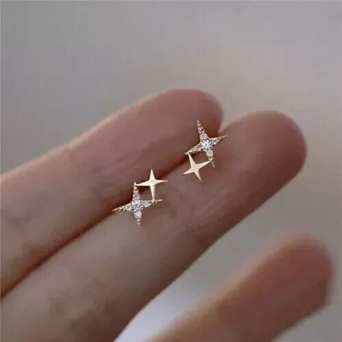 1Ct Round Moissanite Star Stud Earrings in 14K Gold Plating
