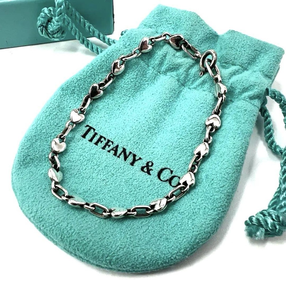 Tiffany & Co Silver Puff Heart Bracelet with Storage Bag