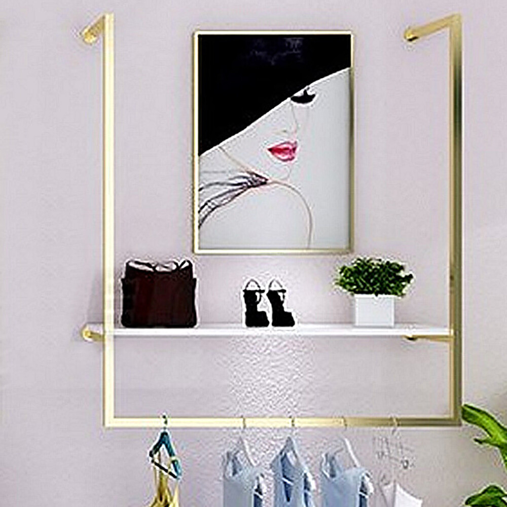 Gold U-Shaped Metal Clothing Rack for Boutique Garment Display