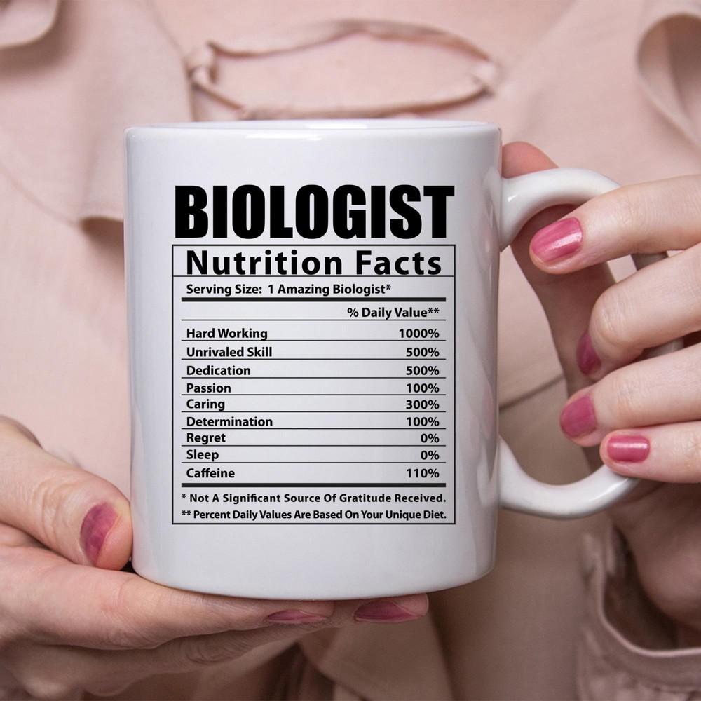 Funny Biologist Nutritional Facts White Coffee Mug