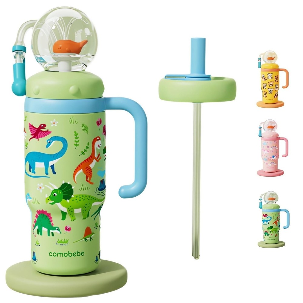 Stainless Steel Whale Fountain Tumbler with Handle, Drinking Cup with Whale S...