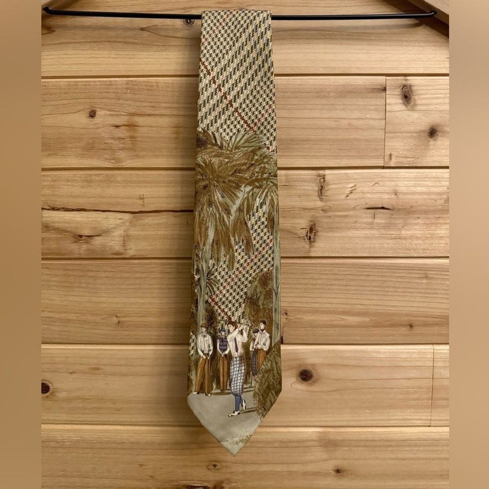 Vintage Polo Ralph Lauren Mark Shale Silk Golf Scene Preppy Tie