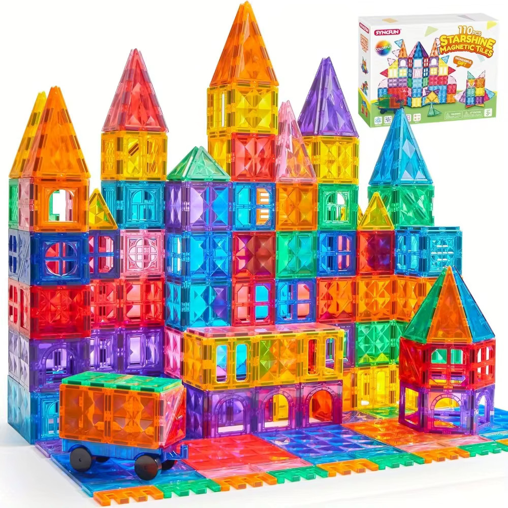 Magnetic Building Tiles Set 110/50/66 Pieces 3D Magnet Blocks Kids Building Set