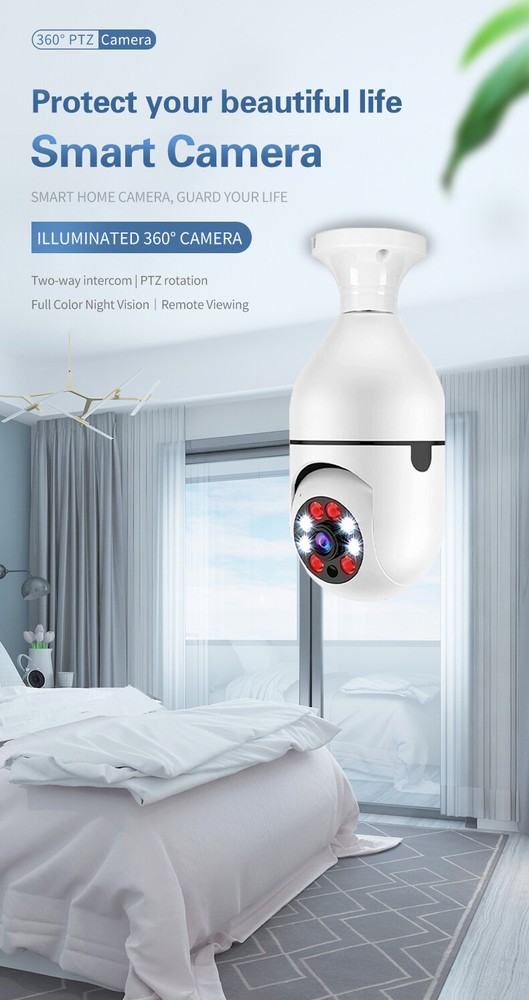 E27 Light Bulb Camera Wifi Outdoor Indoor 1080P 360 Degree Panoramic Smart Home