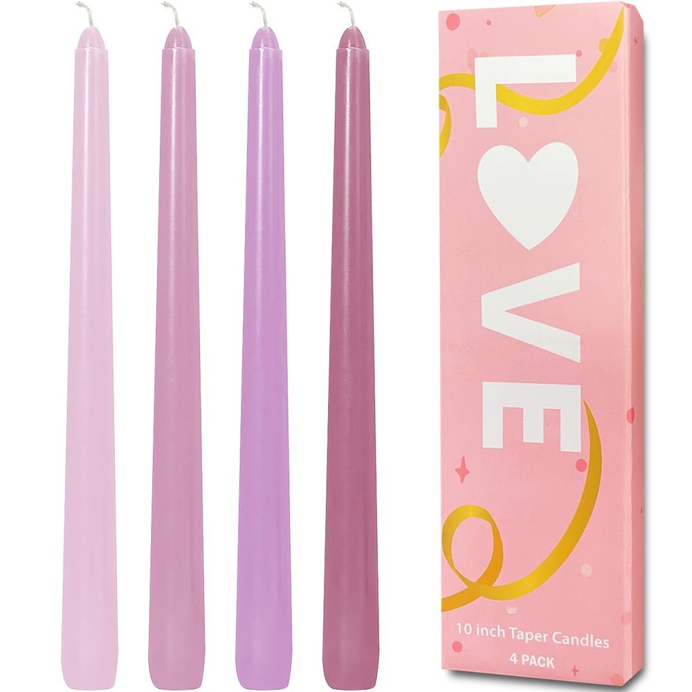 10-inch pink and purple taper candle set of 4 for Mother's Day
