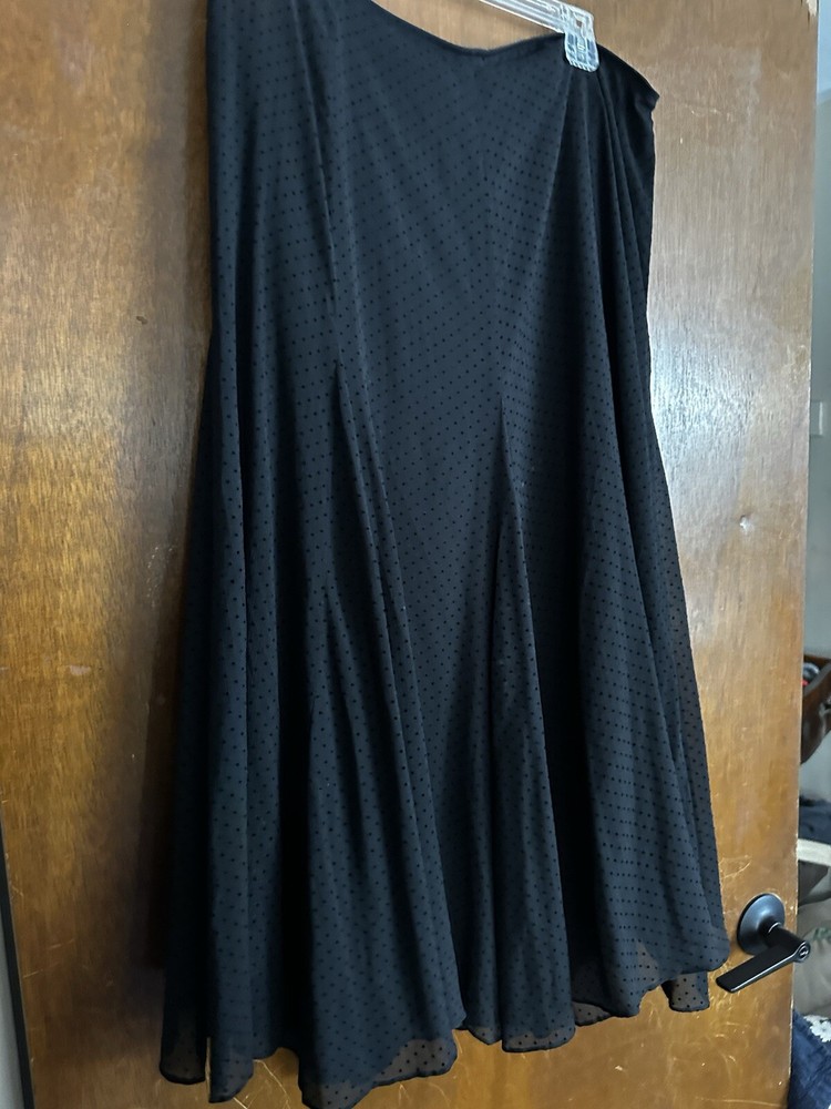 Vintage Jones New York Black Polka Dot Maxi Skirt Womens Size L Goth Style
