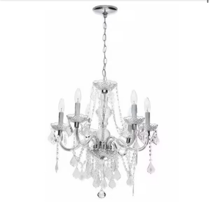 Hampton Bay Maria Theresa 6-Light Chrome with Clear Acrylic Chandelier