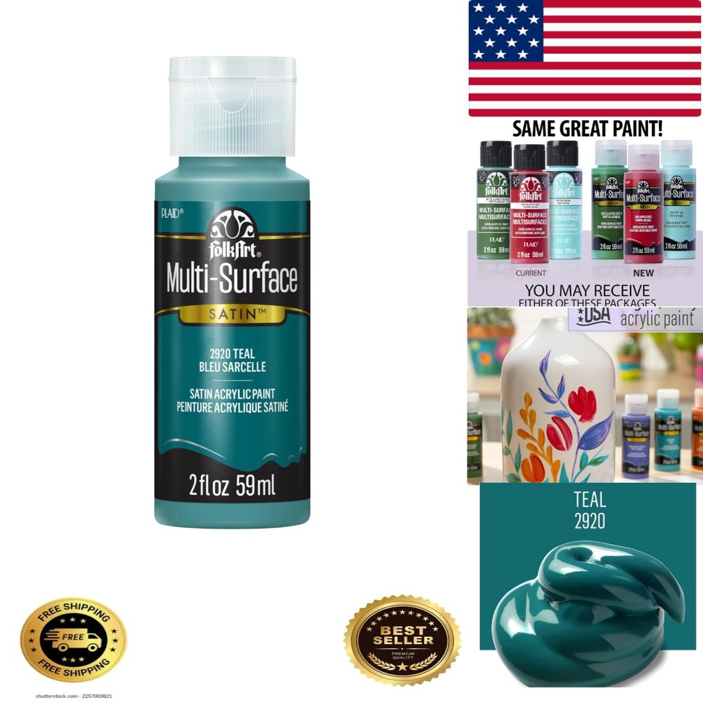 Vibrant 2 oz Multi-Surface Acrylic Paint in Teal - Non-Toxic and Durable