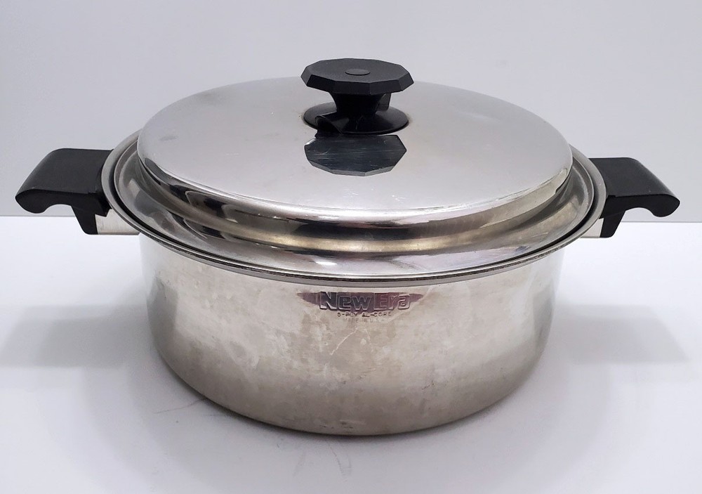 5 qt New Era 5 Ply Stainless Steel Stock Pot Dutch Oven Al-Core vented lid USA