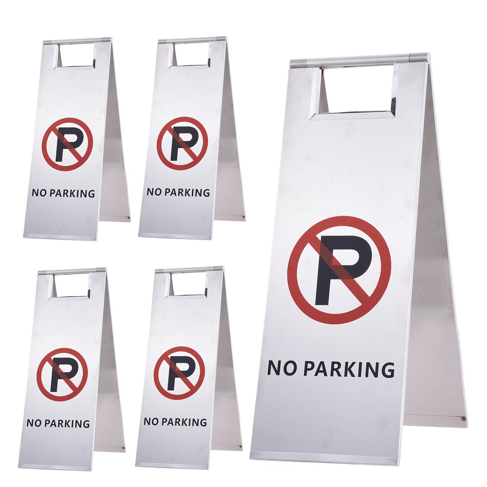 5PCS No Parking Sign Rust-Free Weatherproof Stainless Steel Warning Sign 24x9 In