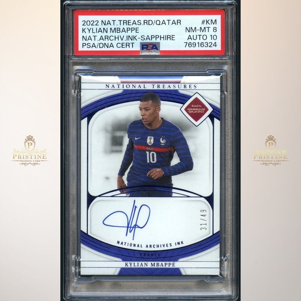 KYLIAN MBAPPE 2022 Panini NT Road to Qatar National Archival Ink Auto /49 PSA 8